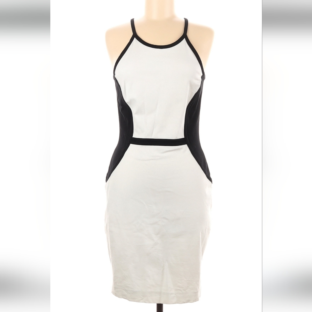 Banana Republic Factory Woman's Dress Sz 6 Black White Sheath Bodycon Sleeveless